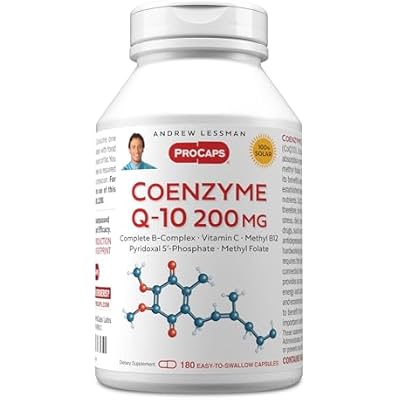 ANDREW LESSMAN Coenzyme Q-10 200 mg 180 Capsules - Essential for Energy Production and Optimum Key Organ Function, Anti-Oxidant Support, Depleted by Aging, Plus B-Complex. Easy to Swallow Capsules