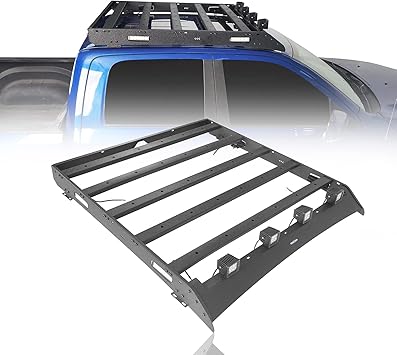 Ram 1500 rack basket Roof Cargo Rack Black Steel 330 lb Carrying Capacity w/LED Ligthts Compatible with 2009-2018 Dodge Ram 1500 & 2019-2024 Ram 1500 Classic Models
